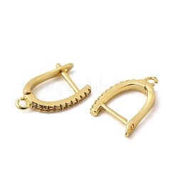 Brass Micro Pave Clear Cubic Zirconia Hoop Earring Finding&nbsp;KK-Z154-08G