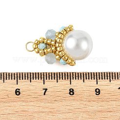 Baking Paint Pearlized Glass Pearl Round Pendants&nbsp;PALLOY-MZ01401