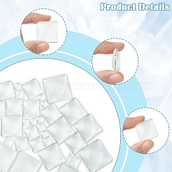48Pcs 6 Styles Transparent Square Glass Cabochons&nbsp;GGLA-FS0001-06