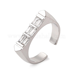 Brass Micro Pave Cubic Zirconia Cuff Open Rings for Women&nbsp;RJEW-L343-02P-06