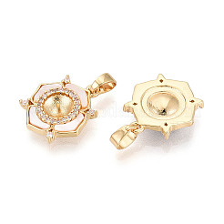 Brass Micro Pave Cubic Zirconia Cup Pearl Peg Bails Pin Pendants&nbsp;KK-T079-06G