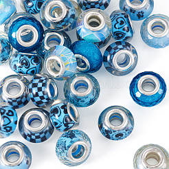 30Pcs Printed Transparent Resin European Beads&nbsp;RESI-TADJ0001-03F