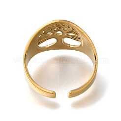304 Stainless Steel Tree of Life Open Cuff Ring&nbsp;RJEW-F161-02G-25