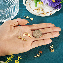 10Pcs Cross with Butterfly Brass Pendants&nbsp;PALLOY-TAC0272
