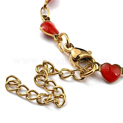 Ion Plating(IP) Golden 304 Stainless Steel Heart Link Chain Necklaces&nbsp;NJEW-E098-02G-02