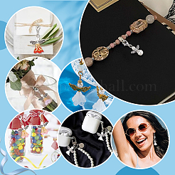 40Pcs 2 Colors Glass Pearl & Alloy Angel Pendant Decorations&nbsp;HJEW-PH02265
