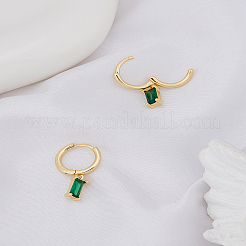 1 Pair Brass Micro Pave Cubic Zirconia Hoop Earrings&nbsp;EJEW-LP0004-74A