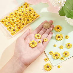 100Pcs 4 Styles Flatback Hair & Costume Accessories Ornaments Resin Flower Daisy Cabochons&nbsp;CRES-NB0001-37A