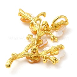 Peach Blossom Flower Natural Dyed White Shell Brooches for Women&nbsp;JEWB-E031-03G-01