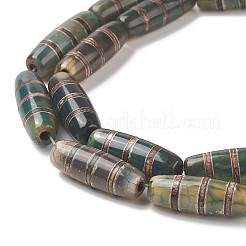 Tibetan Style Striped Pattern dZi Beads Strands&nbsp;TDZI-G012-37B