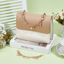 2Pcs Alloy Enamel Bowknot Pendant Aluminum Curb Chain Bag Decorative Chains&nbsp;HJEW-UN00095