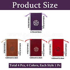 4Pcs 4 Colors Velvet Tarot Cards Storage Drawstring Bags&nbsp;TP-CN0001-32
