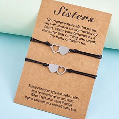 2Pcs 2 Style 430 Stainless Steel Heart Link Bracelets Set&nbsp;JB714A