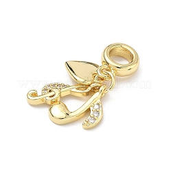 Brass Micro Pave Clear Cubic Zirconia European Dangle Charms&nbsp;KK-P345-50G