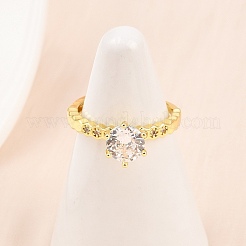Brass Micro Pave Cubic Zirconia Cuff Rings for Women&nbsp;RJEW-Z113-32G