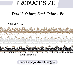 6 Yards 3 Colors Polyester Embroidery Lace Trim Ribbon&nbsp;OCOR-CY0003-84