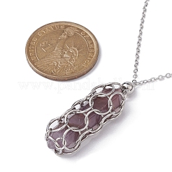 Natural Mixed Gemstone Bullet Pendant Necklace&nbsp;NJEW-JN04421
