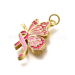 October Breast Cancer Pink Awareness Ribbon Brass Enamel Pendants&nbsp;LS-KK-S517-04D-D