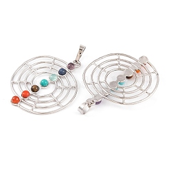 Chakra Natural Tiger Eye & Natural Lapis Lazuli & Natural Carnelian & Synthetic Turquoise & Glass Pendants&nbsp;G-NH0025-10P