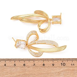 Brass Micro Pave Clear Cubic Zirconia Dangle Stud Earrings for Women&nbsp;EJEW-F418-25G