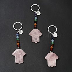 Natural Rose Quartz Chakra Keychain&nbsp;KEYC-F034-01G