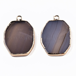 Natural Grey Agate Pendants&nbsp;G-S359-273