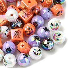 Halloween Theme Plating Acrylic Beads&nbsp;OACR-CJC0009-08