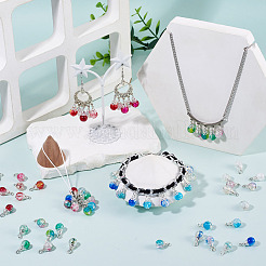 70Pcs 7 Colors Crackle Glass Pendants&nbsp;PALLOY-TADJ00019