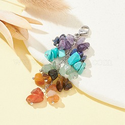 Chakra Natural & Synthetic Mixed Gemstone Chip Beaded Pendant Decorations&nbsp;HJEW-JM01235-02