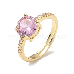 Brass & Round Cubic Zirconia Finger Rings&nbsp;CU-CBA7E55-19G-01