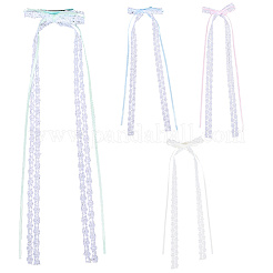 8Pcs 4 Colors Lace Bowknot Polyester Alligator Hair Clips&nbsp;PHAR-CY0001-01