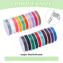 20 Rolls 20 Colors 10M 12-Ply Round Polyester Thread&nbsp;OCOR-PH0006-84