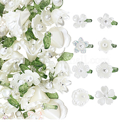 80Pcs 8 Styles Acrylic Flower Pendants&nbsp;PALLOY-SC0001-19