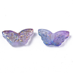 Transparent Spray Painted Glass Beads&nbsp;GLAA-R215-05-E
