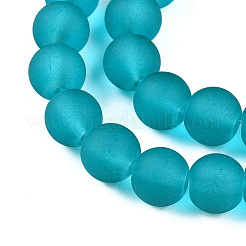 Frosted Transparent Glass Beads Strands&nbsp;GLAA-S031-8mm-37-01