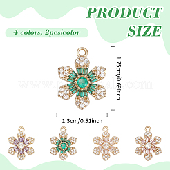 8Pcs 4 Colors Brass Micro Pave Cubic Zirconia Pendants&nbsp;KK-ME0004-60