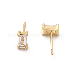 Brass Micro Pave Clear Cubic Zirconia Stud Earrings&nbsp;EJEW-R016-01G-03