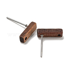 Walnut Wooden Stud Earrings Findings&nbsp;EJEW-B060-02B