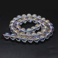 Electroplated Natural Quartz Crystal Beads Strands&nbsp;G-K285-09-6mm-02