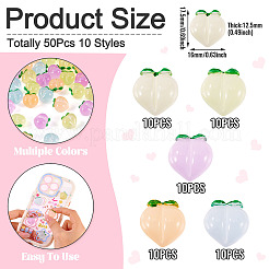 50Pcs 5 Colors Luminous Translucent Resin Decoden Cabochons&nbsp;RESI-TA0004-34