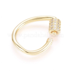Brass Micro Pave Clear Cubic Zirconia Screw Carabiner Lock Charms&nbsp;ZIRC-L085-02G