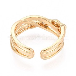 Brass Micro Pave Cubic Zirconia Cuff Rings&nbsp;KK-T074-80G