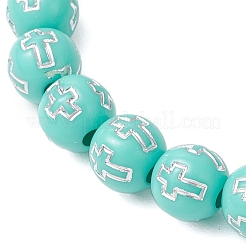 Acrylic Round with Cross Beads Stretch Bracelets&nbsp;BJEW-JB11941