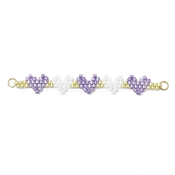 2Pcs 2 Colors MIYUKI Glass Seed Beaded Heart Links&nbsp;PALLOY-MZ01004