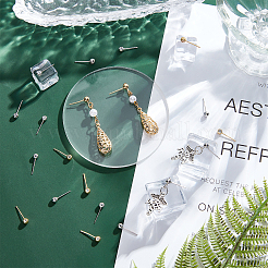 40Pcs 2 Colors Rack Plating Brass Stud Earring Findings&nbsp;KK-PH0004-80