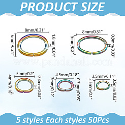 250Pcs 5 Styles Ion Plating(IP) 304 Stainless Steel Jump Rings&nbsp;STAS-WR0001-48