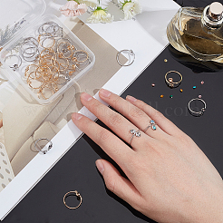 40Pcs 2 Colors Brass Finger Ring Rhinestone Settings&nbsp;KK-AR0002-12