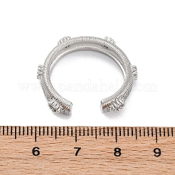 Brass Micro Pave Clear Cubic Zirconia Cuff Rings for Women&nbsp;RJEW-Q009-11P