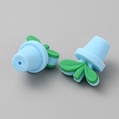 Leaf Pot Food Grade Eco-Friendly Silicone Beads&nbsp;LS-SIL-WH0014-18C