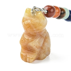 Cat Natural Topaz Jade Keychain&nbsp;KEYC-F040-11G